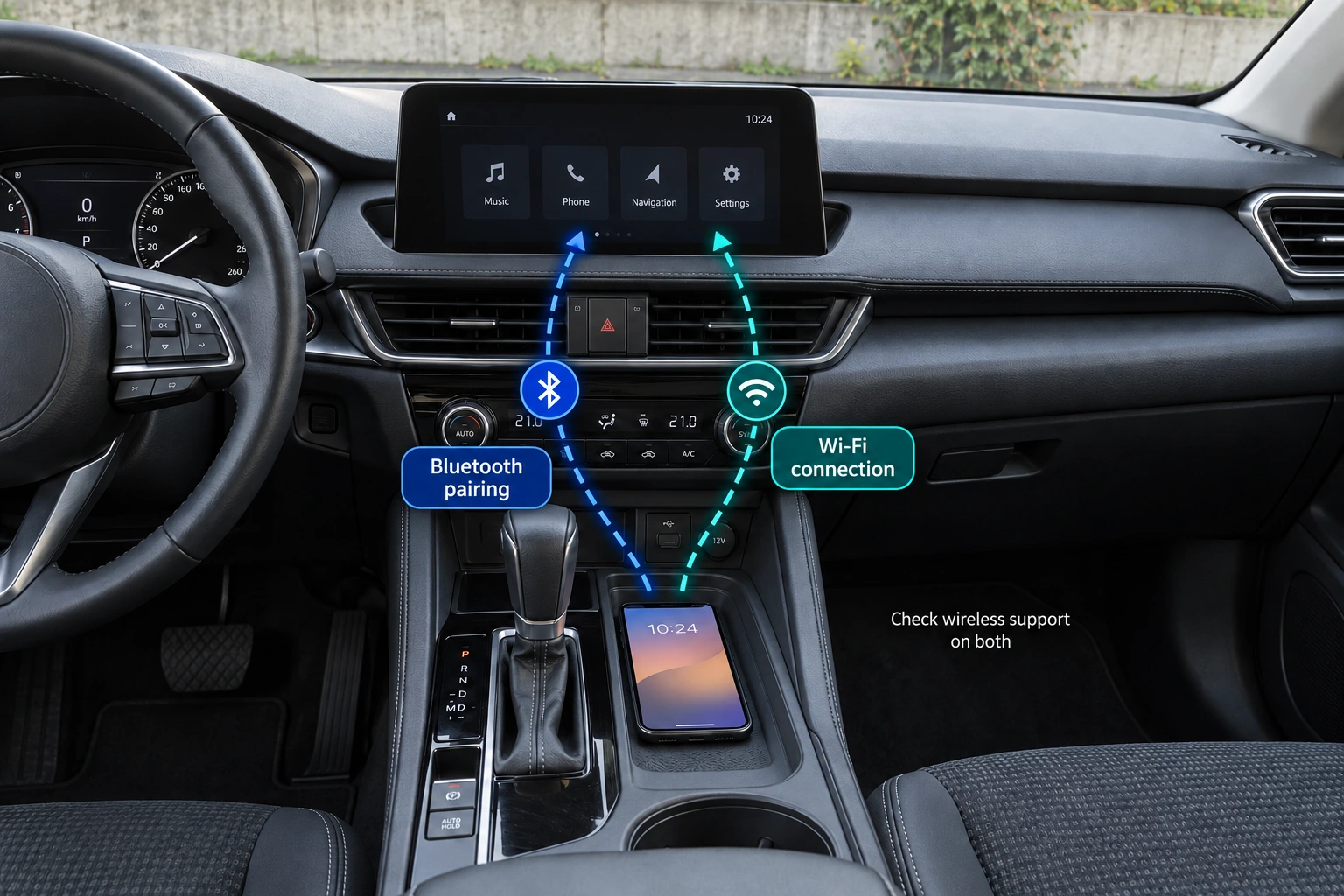 Ponsel dan head unit diperiksa untuk sambungan Android Auto nirkabel